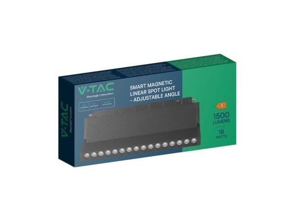 V-tac 18W LED SMART armatur med magnetiske beslag, 48V, svart, 2700-6400K