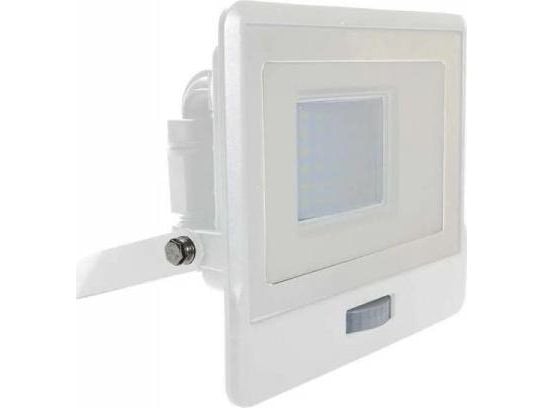 Samsung 30W LED-projektør V-TAC, hvitt hus, 6500K, med bevegelsessensor