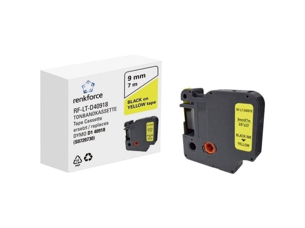 Renkforce RF-6027850, Svart på gul, Permanent akryl, Kontinuerlig etikett, D1, Svart, DYMO