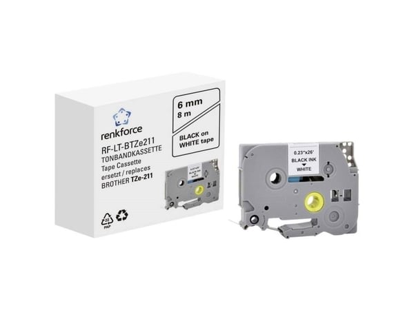 Renkforce RF-6027804, Svart på hvitt, Permanent akryl, Kontinuerlig etikett, TZe, Grå, Brother