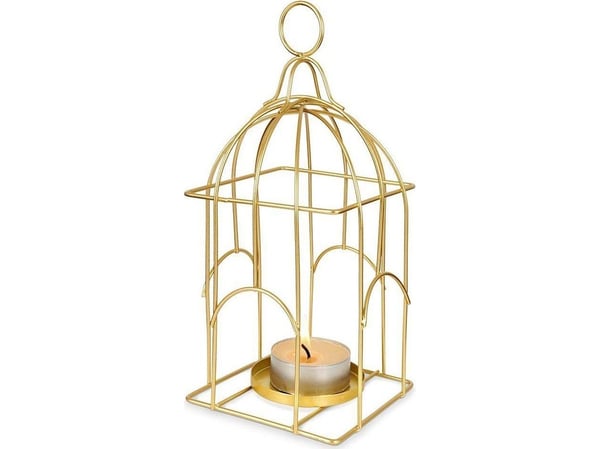 Home Styling Collection tealight kynttilänpidin metallinen kultainen lintuhäkki