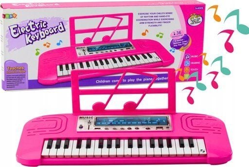 LeanToys elektrisk piano for barn 36 melodier rosa