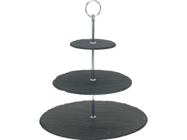 Excellent Houseware serveringsfat i 3 etasjer til kaker, frukt (stein)