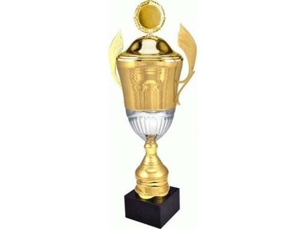 Victoria Sport pokal i metall gullfarget med lokk 4128/BP