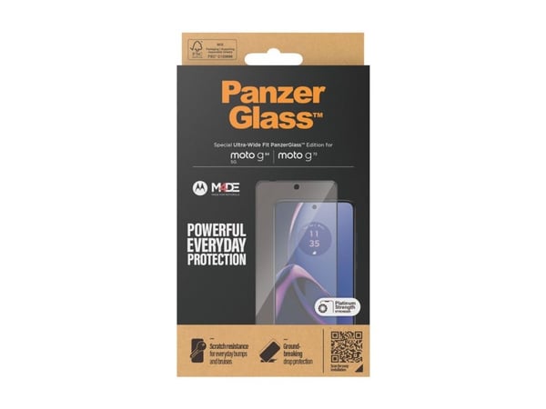 PanzerGlass - Skjermbeskyttelse for mobiltelefon - ultrabred passform - glass - rammefarge svart - for Motorola Moto G72, G84