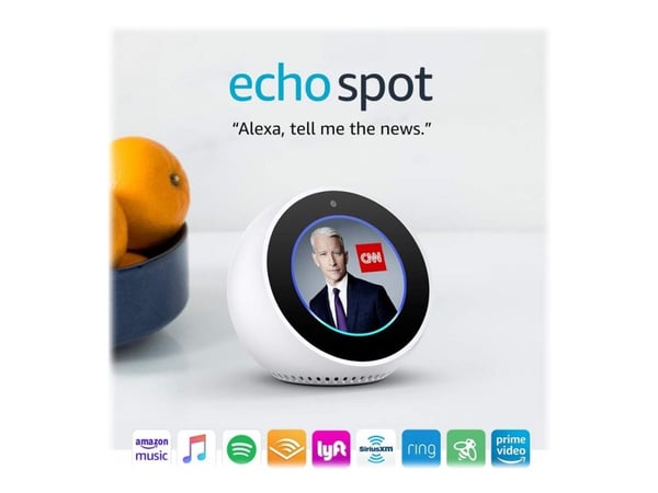Amazon Echo Spot - Smart display - LCD 2.8" - trådløs - Bluetooth, Wi-Fi - Appstyrt - hvit