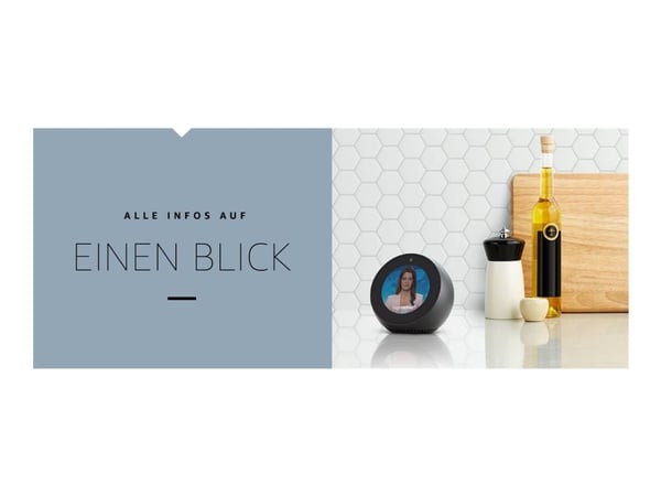 Amazon Echo Spot, Amazon Alexa, Sfärisk, Svart, 7,19 cm (2,83"), 320 x 240 pixlar, MediaTek