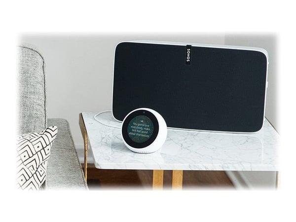 Amazon Echo Spot, Amazon Alexa, pallomainen, valkoinen, 7,19 cm (2,83"), 320 x 240 pikseliä, MediaTek
