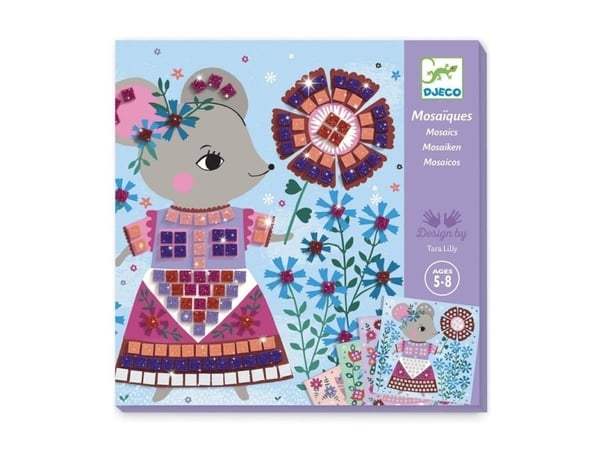 Djeco Mosaikkklippebok med glitter Vakre dyr Djeco