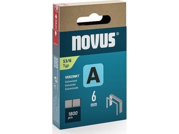 Novus fintrådklammer A type 53 6 mm 1800 stk. 042-0773 (L x B) 6 mm x 11,3 mm