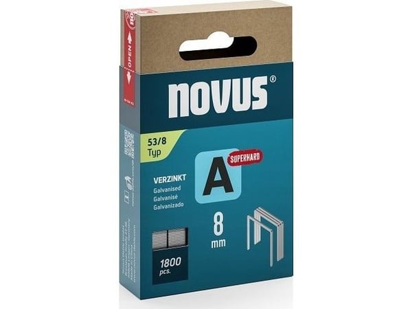 Novus spikertrådklammer A Type 53 8 mm superhard 1800 stk (042-0775) 8x11,3 mm