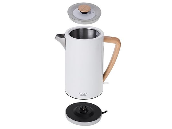 Adler | Vannkoker | AD 1347w | Elektrisk | 2200 W | 1,5 L| Rustfritt stål | 360° rotasjonsbase | Hvit