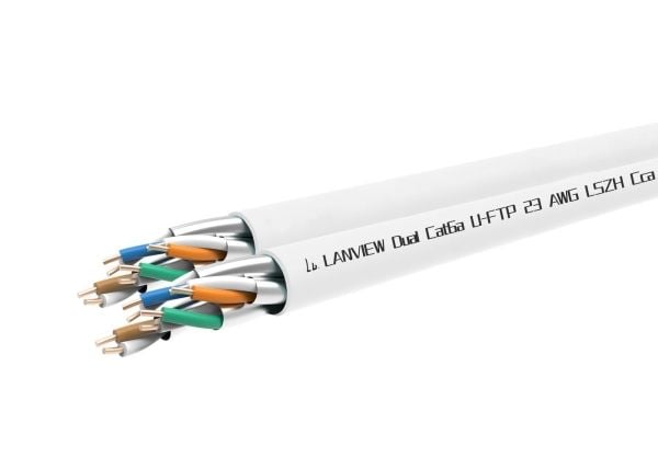 Lanview Dual - Bulkkabel - 305 m - 6.3 mm - U/FTP - CAT 6a - halogenfri, massiva ledare - vit