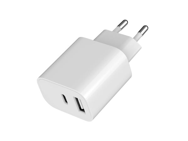 Gembird - Strömadapter - 2.4 A - 2 utdatakontakter (USB, USB-C) - vit
