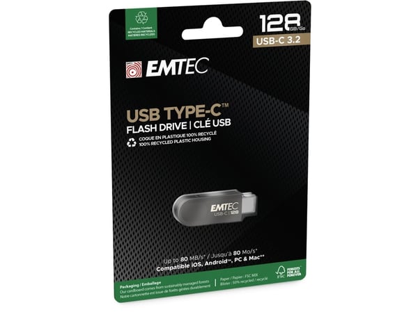 EMTEC C280 - USB-muistitikku - 128 GB - USB-C 3.2 Gen 1