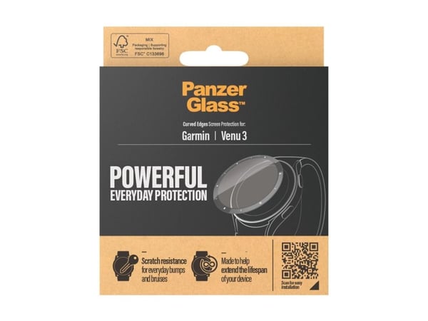 PanzerGlass - Skjermbeskyttelse for smart armbåndsur - glass - rammefarge svart - for Garmin Venu 3