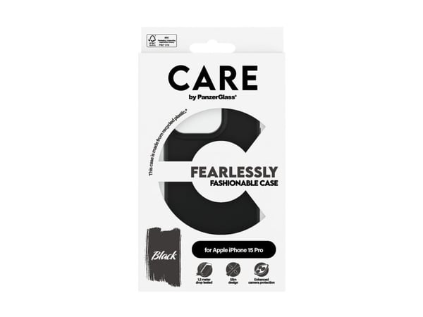 CARE by PanzerGlass - Bagsidecover til mobiltelefon - termoplastisk polyuretan (TPU) - sort - for Apple iPhone 15 Pro