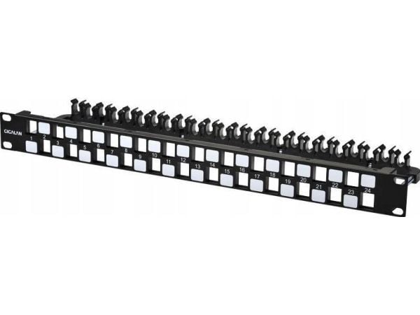 Lanview - Koblingspanel - rackmonterbar - CAT 5e/6/6a - UTP - RJ-45 X 24 - svart - 1U - 19"