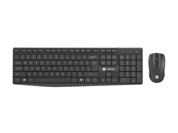 NATEC SQUID, Trådlös, USB, Membrantangentbrytare, QWERTY, Svart, Mus inkluderad