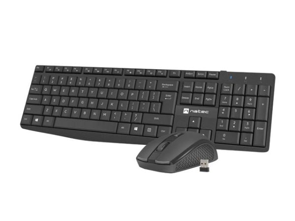 NATEC SQUID, Trådløs, USB, Membrannøkkelbryter, QWERTY, Sort, Mus inkludert
