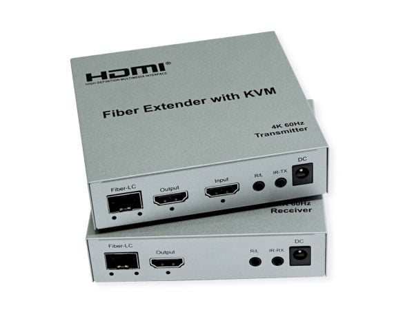 ROLINE 14.01.3363, Sender og Mottaker, Koblet med ledninger (ikke trådløs), 20000 m, Fiber, 3840 x 2160 piksler, 60 Hz