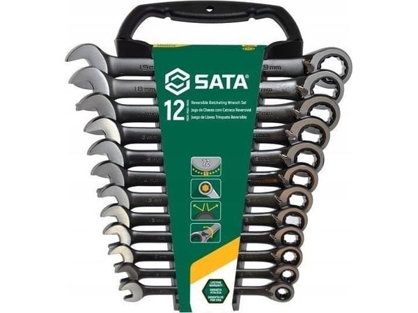Skralnyckelsats Sata ST08044B 8–19 mm 12 st
