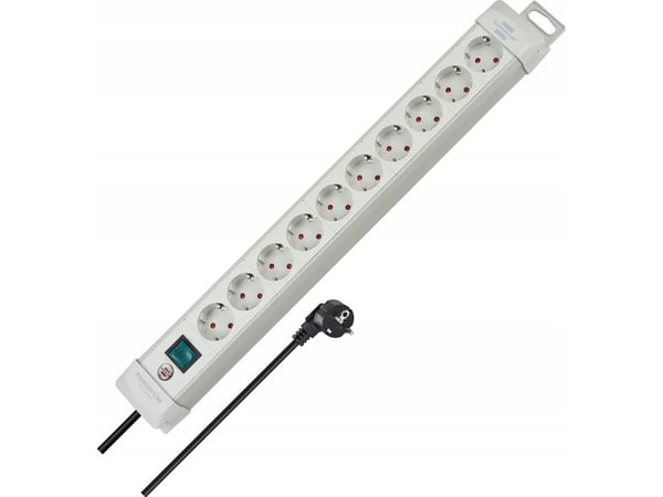 Brennenstuhl 1955500100, 3 m, Harmaa, Muovi, 10 AC-pistorasia(a), 580 mm, Musta