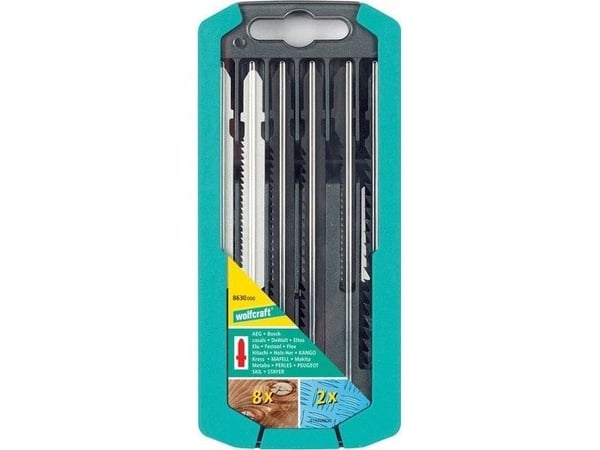 wolfcraft GmbH 8630000, Kuviosahanterä, Alumiini, Pehmeä puu, Ruostumaton teräs, Pelti, Kirjometalli, Hiiliteräs (HCS), Pikateräs (HSS), 10 kpl