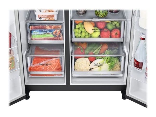 LG GSXV90MCAE - Kylskåp/frys - sida vid sida med vattenbehållare, isbehållare - Wi-Fi - bredd: 91.3 cm - djup: 73.5 cm - höjd: 179 cm - 635 liter -...