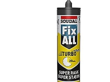 Soudal montagelim 290ml - Fix all turbo sort høj slutstyrke 380 T/m² & hurtig hærdning