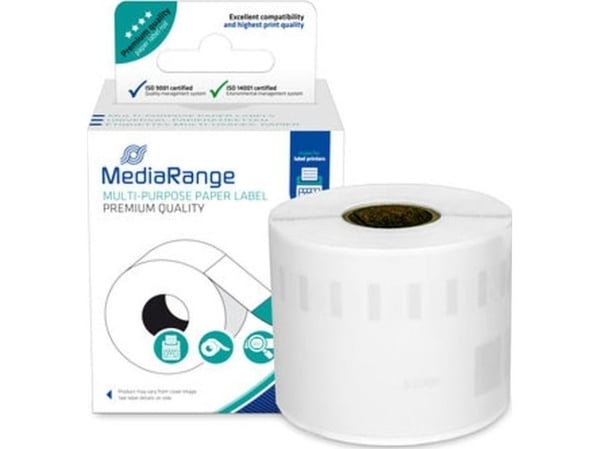 MediaRange MRDY99014, Hvid, Papir, Permanent, Rektandel, Dymo LabelWriter 450, 450 Duo, 450 Turbo, 450 Twin Turbo, 4XL, SE450, 5,4 cm