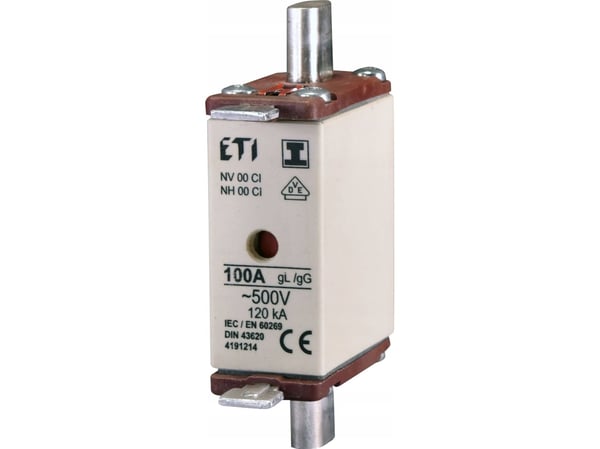 Etipo ETI Polam NH000/I 004191207 gG 25A 500V KOMBI teollinen hidastettu sulakelenkki insertti
