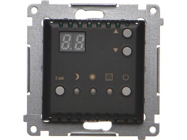 Kontakt-Simon Simon 54 temperaturregulator med display och intern sensor (modul) 16(2) A 230V svart matt DTRNW.01/49
