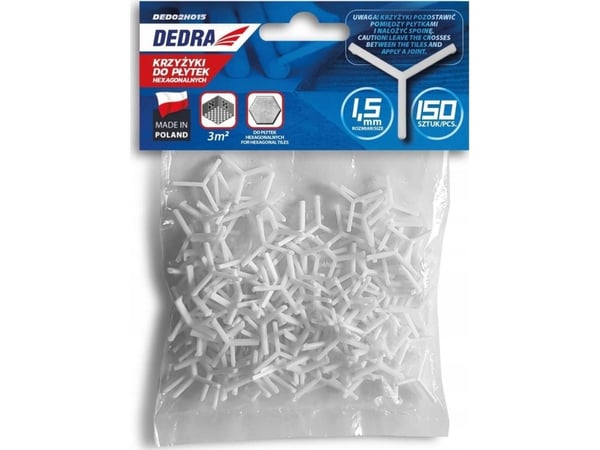 Dedra fliskryss til hex- fliser 1,5 mm 150 stk.