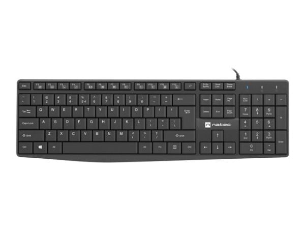 NATEC NAUTILUS, Fullstor (100 %), Kabel, USB, Membrantangentbrytare, QWERTY, Svart