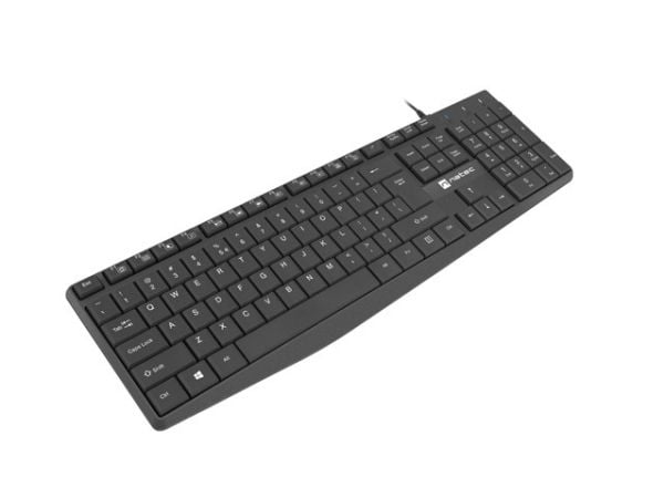 NATEC NAUTILUS, Täysikokoinen (100 %), Langallinen, USB, Kalvokytkin, QWERTY, musta