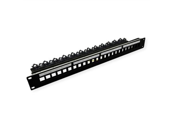 ROLINE 19" keystone modulholder 24 porter skjermet blankklemmefeste. (26.11.0390)