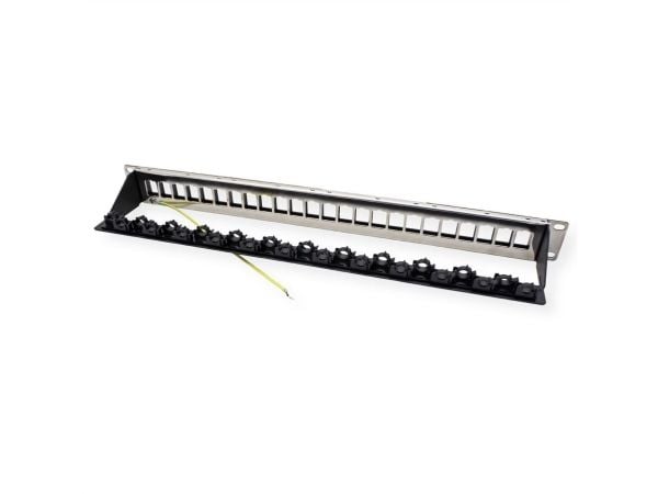 ROLINE 19" keystone modulholder 24 porter skjermet blankklemmefeste. (26.11.0390)