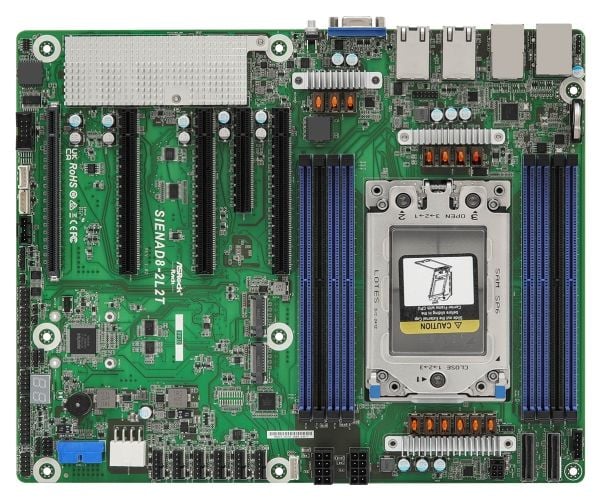 ASRock Rack SIENAD8-2L2T - Hovedkort - ATX - Socket SP6 - USB 3.2 Gen 1 - 2 x 10 Gigabit LAN, 2 x Gigabit LAN - innbygd grafikk