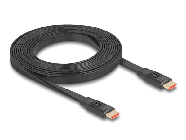 Delock - High Speed - HDMI-kabel med Ethernet - HDMI hann til HDMI hann - 3 m - svart - flat, støtter 21:9 kinosideforhold, 8 K 60 Hz (7680 x 4320)...