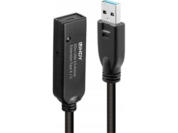 Lindy 43375, 20 m, USB A, USB A, USB 3.2 Gen 1 (3.1 Gen 1), Svart