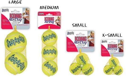 Kong Airdog squeaker tennisball XS 4 cm. 3 pakker