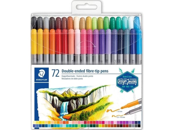 STAEDTLER - Twin-tip-markør - assorterte farger - 0.5-0.8 mm / 3 mm - smal / bred (en pakke 72)