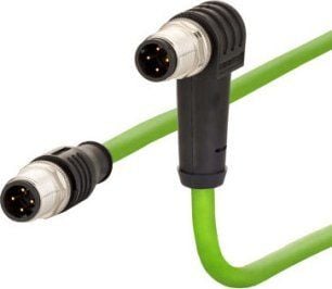 Metz CONNECT tilkoblingskabel M12 hann-hann, 4-polet med kod D, vinklet, 5 m