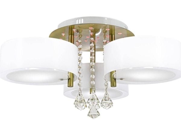 Mdeco Abazurowa taklampe DRS8006/321QG glamour med krystaller til spisestue hvit messing