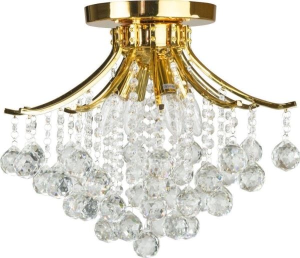 Taklampe Mdeco LAMPA sufitowa ELM5191/4 TR MDECO glamour i metall med krystaller gull