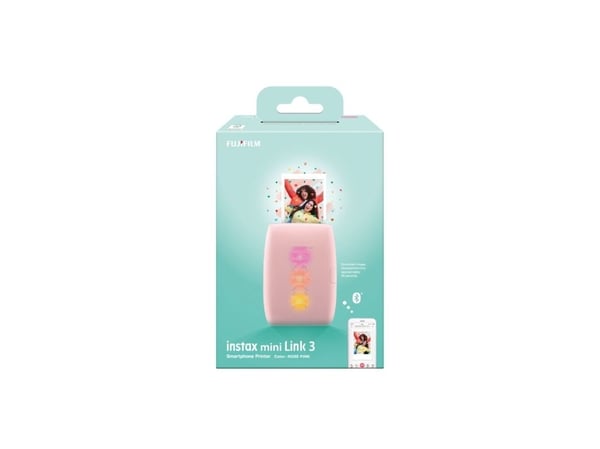Fujifilm instax mini Link 3 - Skirver - farge - LED - 85 x 54 mm - kapasitet: 10 fotoer - Bluetooth 5.1 - rosenrosa