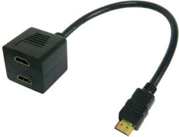 Techly 0,3 m HDMI - 2x HDMI M/F, 0,3 m, HDMI Type A (Standard), 2 x HDMI Type A (Standard), Svart