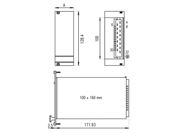 Schroff serverkabinett frontpanel for PSM, dobbel, 3 HE/10 HE, skjermet, 2,5 mm, Al, anodisert front, ledende bakside