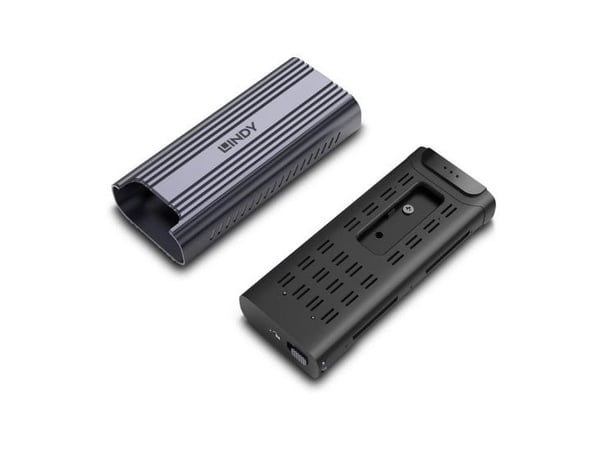 Lindy 43394, SSD-kotelo, M.2, PCI Express, 40 Gbit/s, USB-liitettävyys, Harmaa